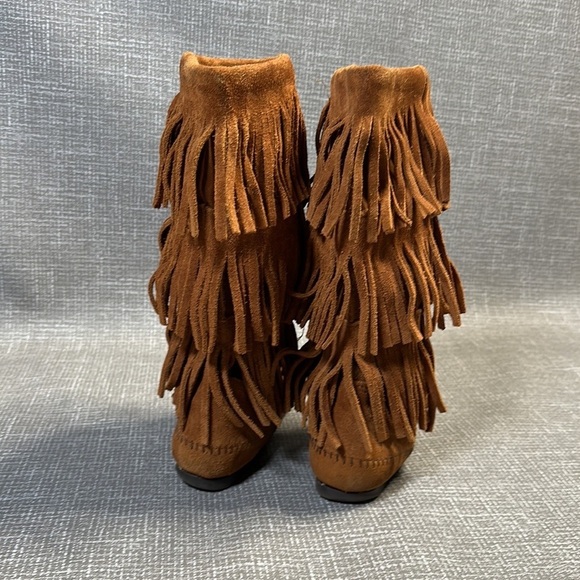 Minnetonka Moccasins Suede Leather Fringe Boots US 6 - Picture 3 of 12